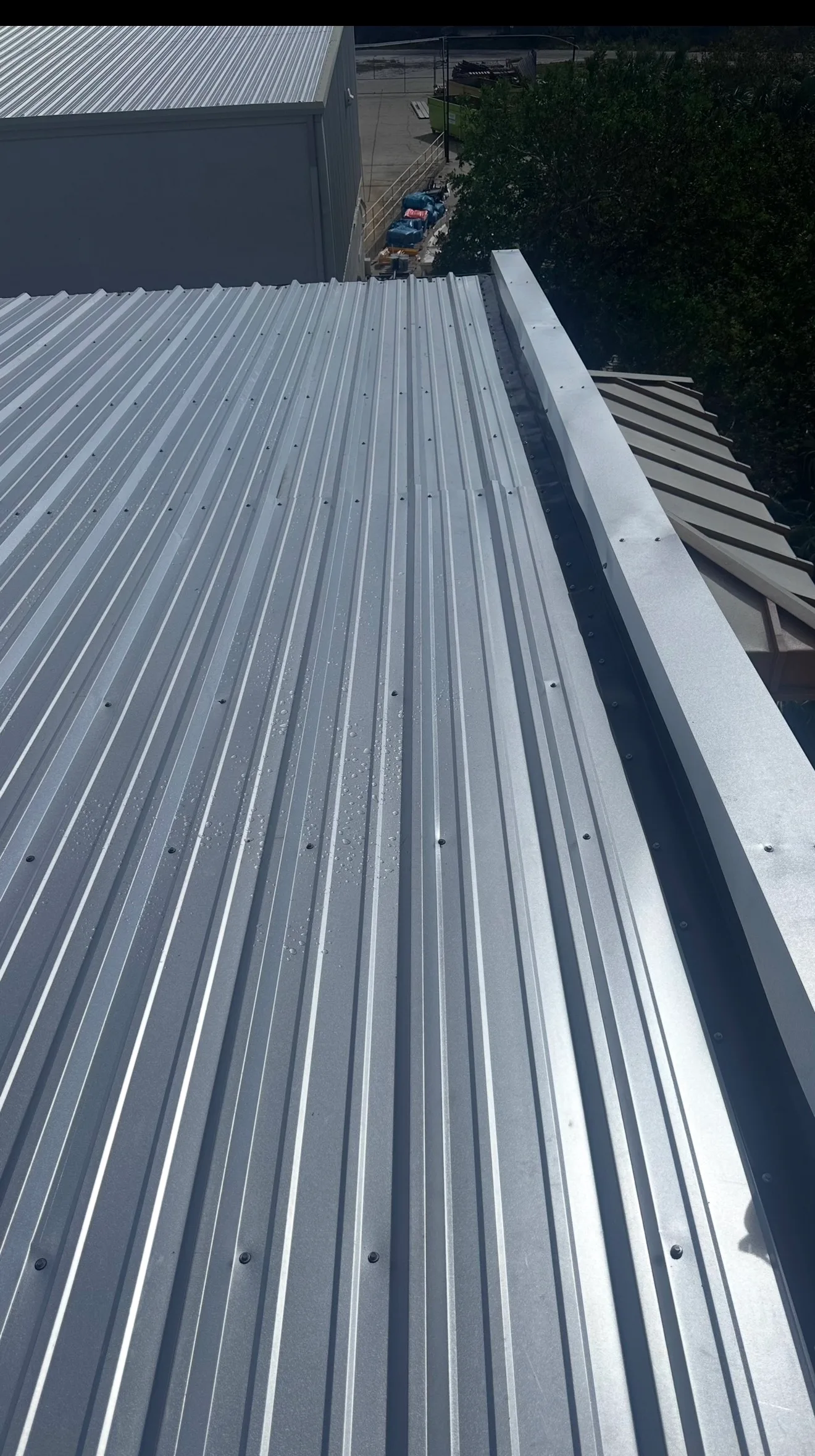 Modern metal corrugated roof installation detail