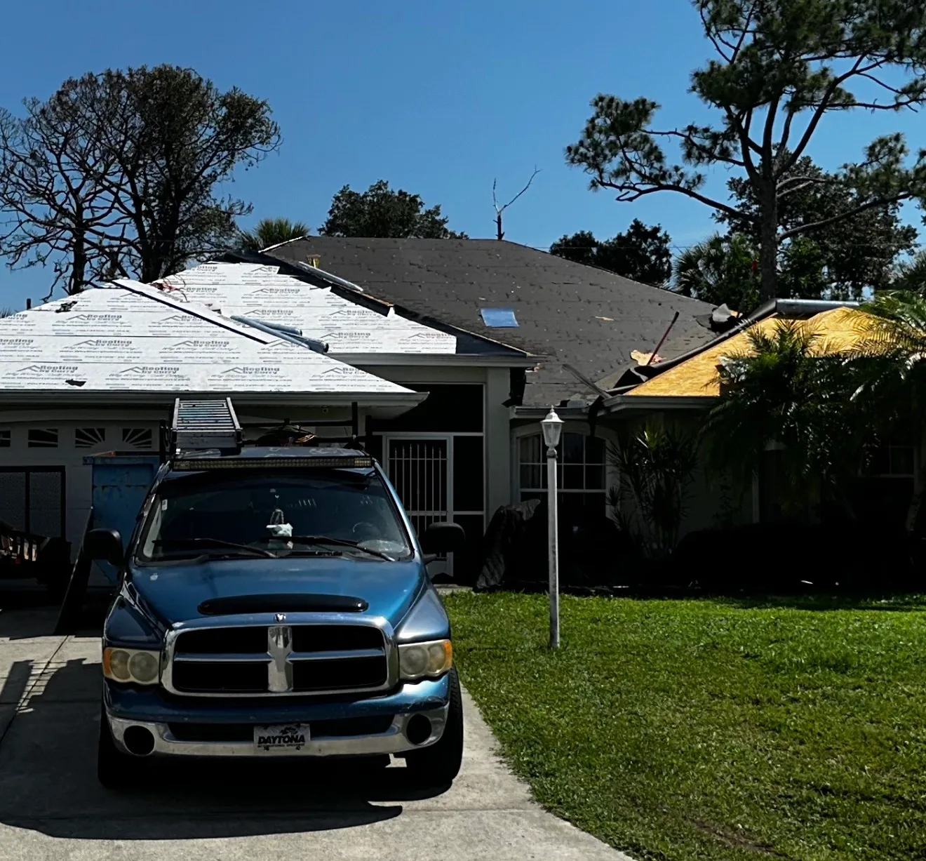 New roofing installation on residential home